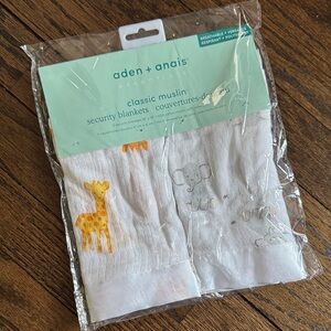 aden + anais Yellow Giraffe & Gray Elephant Muslin Security Blankets - 2 Pack